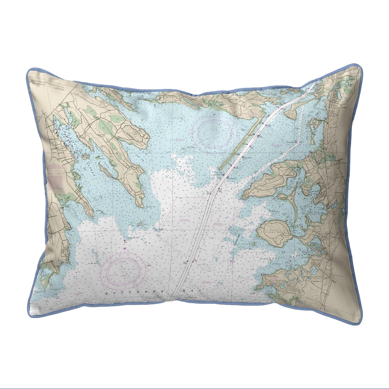 Cape Cod, MA Nautical Map Pillow 20x24 – Extra Large Zippered